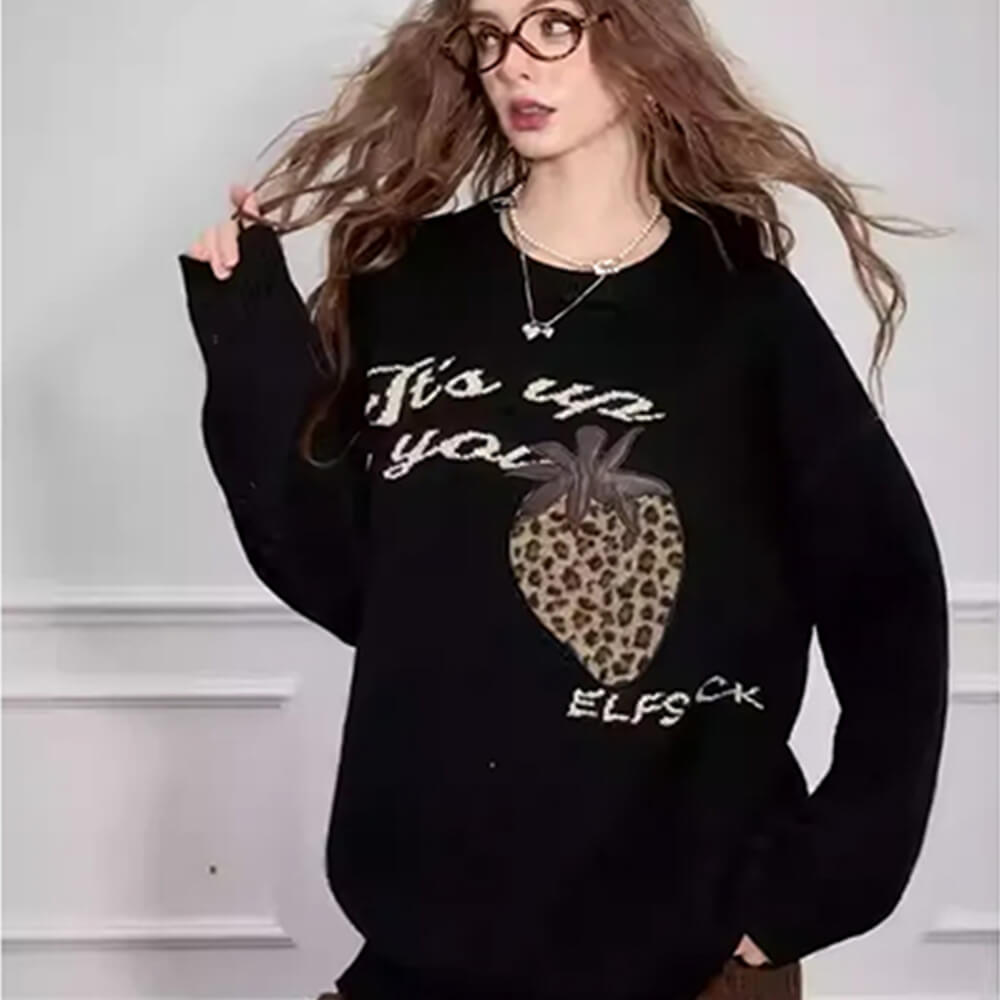 Leopard Graphic Loose-fit Sweater