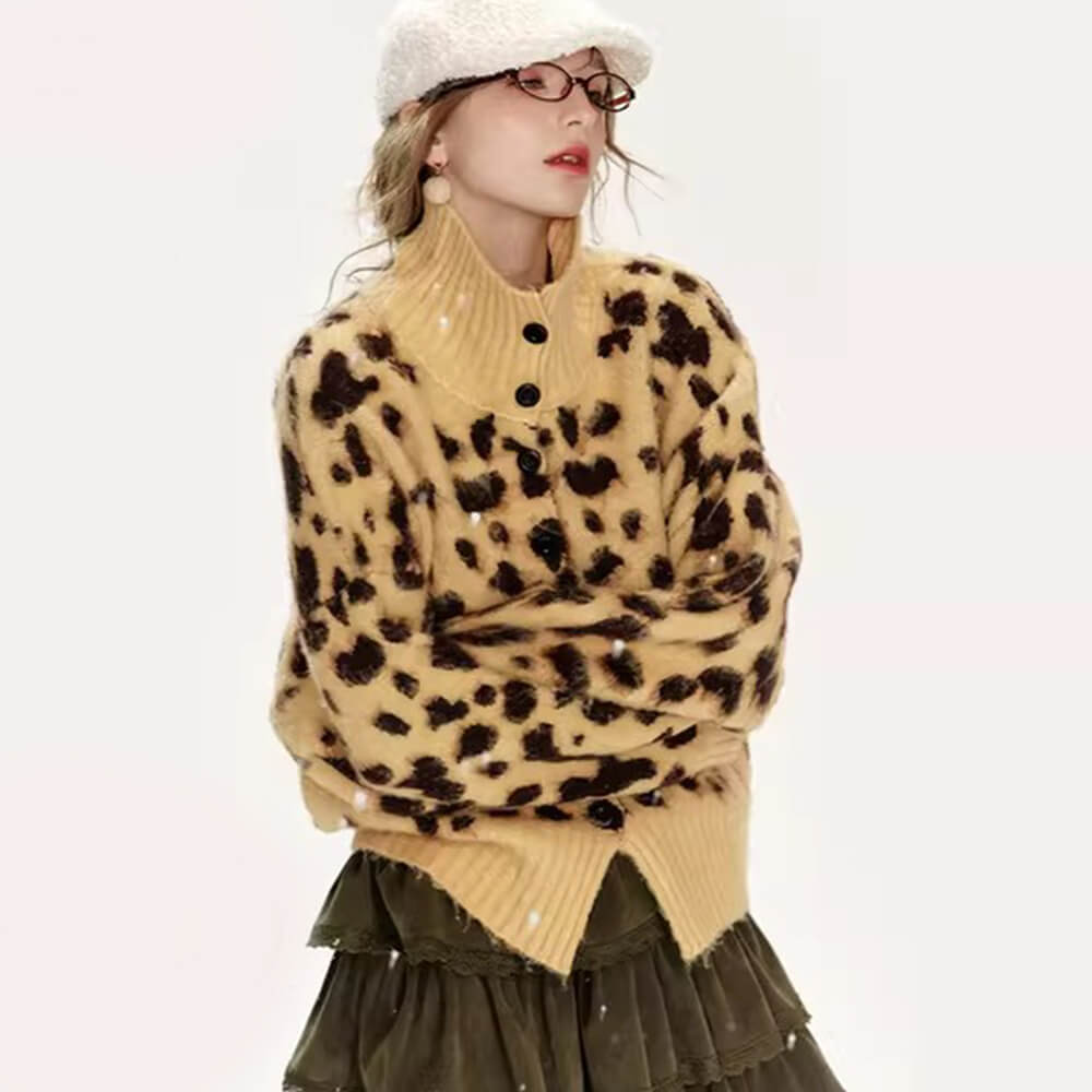 Leopard Print Chunky Sweater