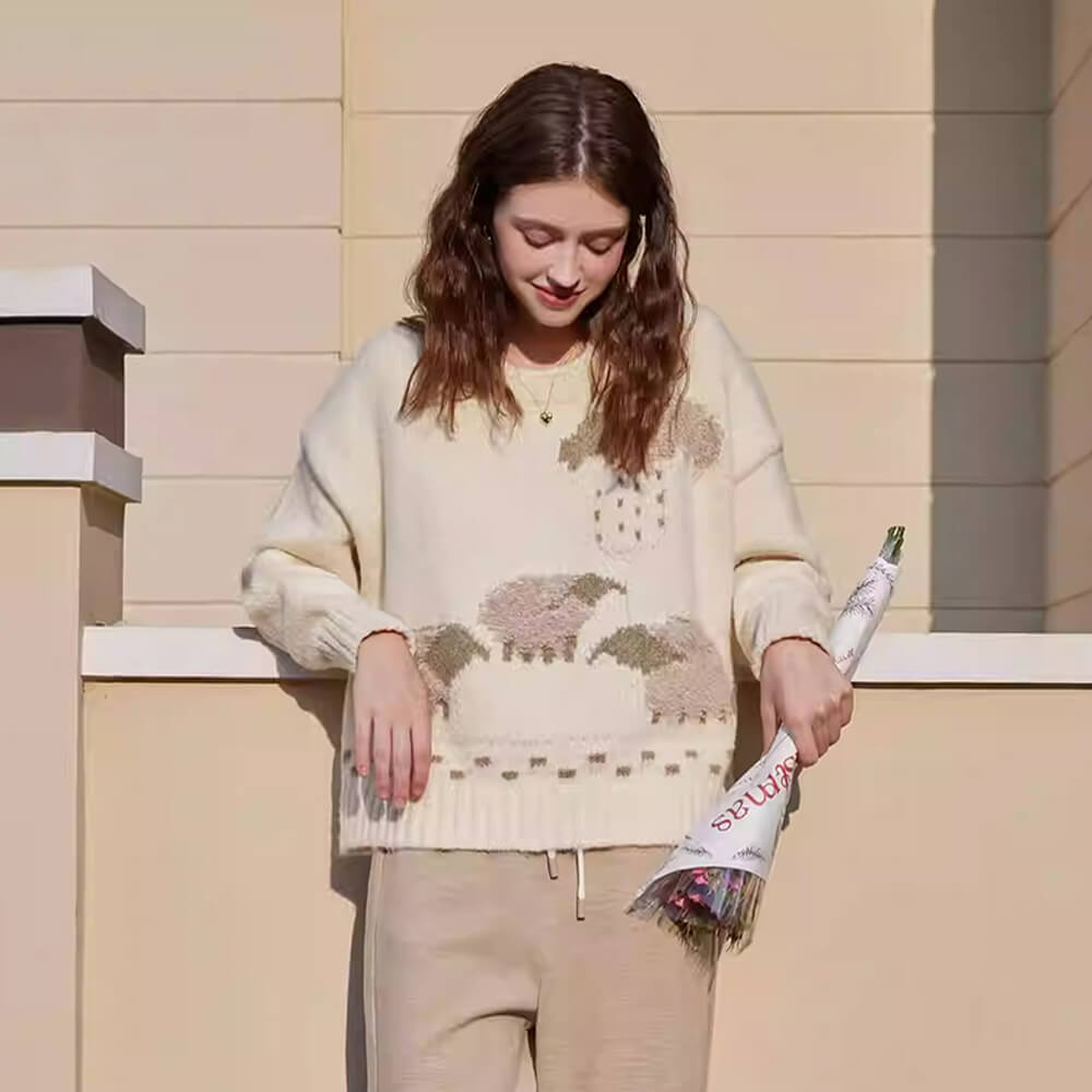 Sheep Pattern Cozy Sweater