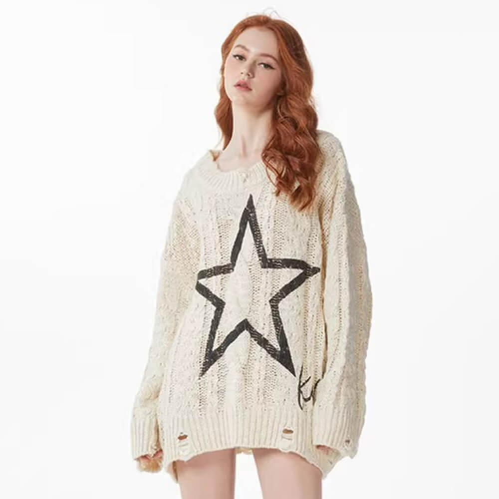 Star Pattern Chunky Sweater