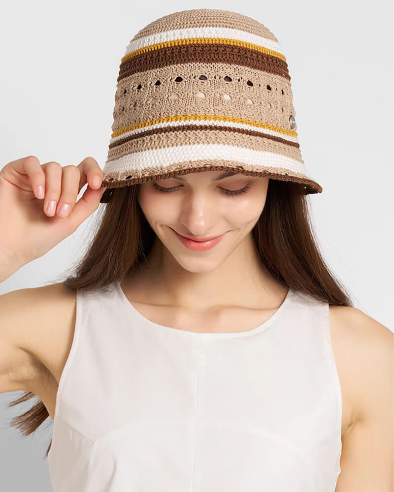 Knitted openwork fisherman's cap